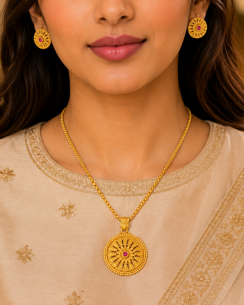 Aarunya Heritage Medallion Pendant Set alt