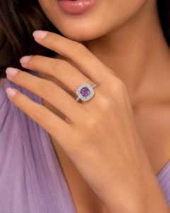 Amethyst Halo Luxe Ring
