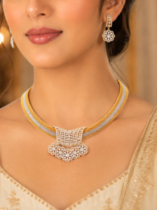 Aurevia Dual-Tone Floral Mesh Necklace Set