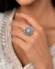 Azure Bloom Crystal Statement Ring