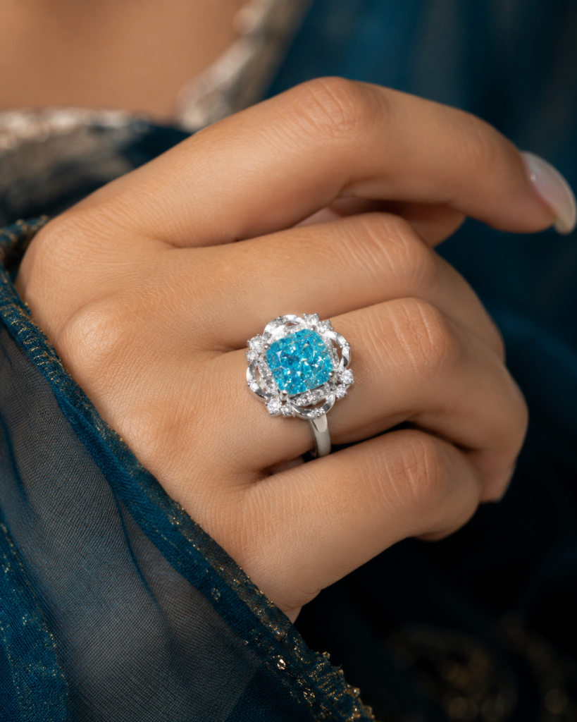 Celestara Aqua Crown Ring