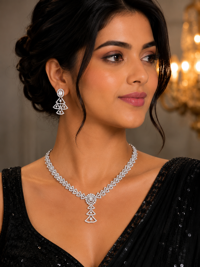 Crystal Charm – Elegant AD Necklace Set