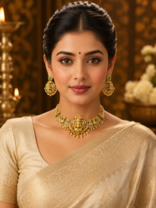 Devyani Emerald Temple Necklace Set