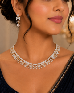 Diamond Bloom – Elegant AD Necklace Set