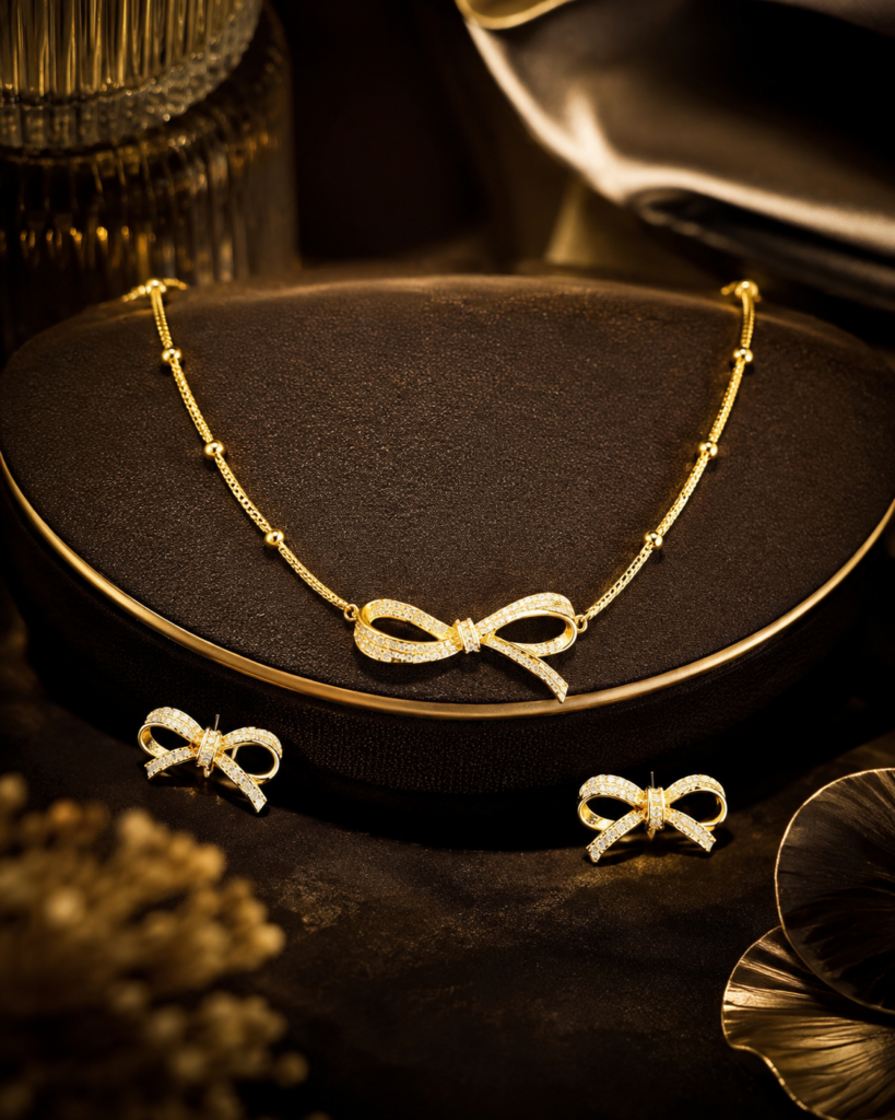 Elan Bow Sparkle Necklace Set
