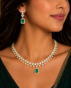 Emerald Royale – Gold AD Necklace Set