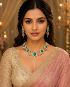 Emerald Ruby Garden Statement Necklace Set