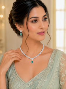 Emerald Teardrop AD Necklace Set