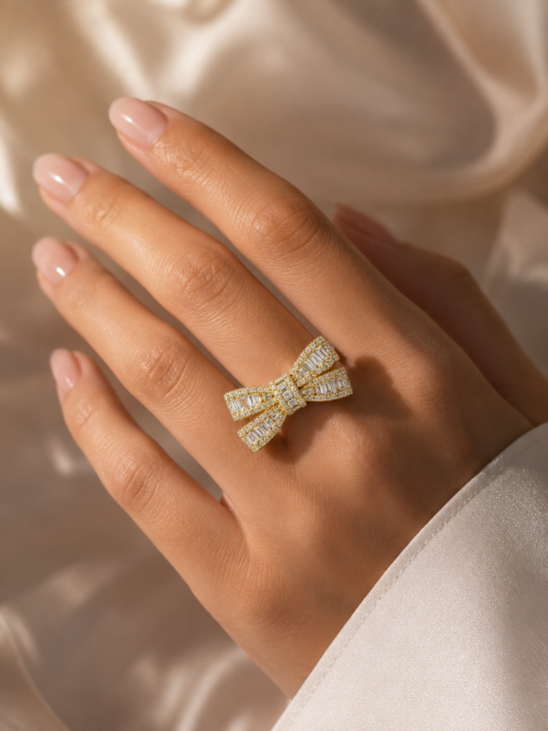 Golden Bow Luxe Crystal Ring