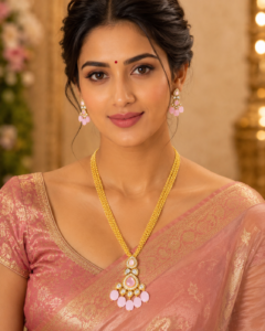 Gulabi Noor Pink Kundan Drop Pendant Set