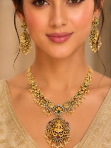 Lakshmi Mayura Heritage Temple Necklace Set