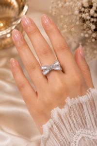 Luxe Bow Crystal Statement Ring