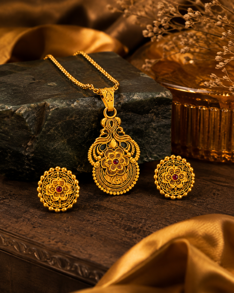 Meher Gul Antique Gold Heritage Necklace Set