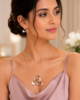 Pink & White Floral Pendant Necklace Set