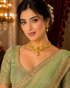 Rajsi Ruby Emerald Temple Choker Set