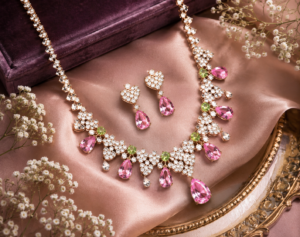 Rose Amara Pink Crystal Statement Necklace Set