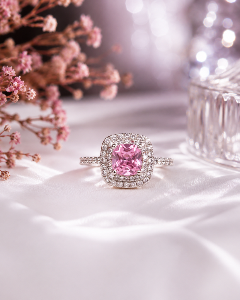Roselle Halo Ring