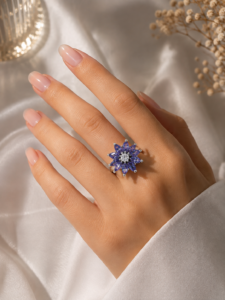 Royal Violet Bloom Crystal Ring