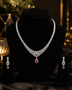 Ruby Royale – Elegant AD Necklace Set