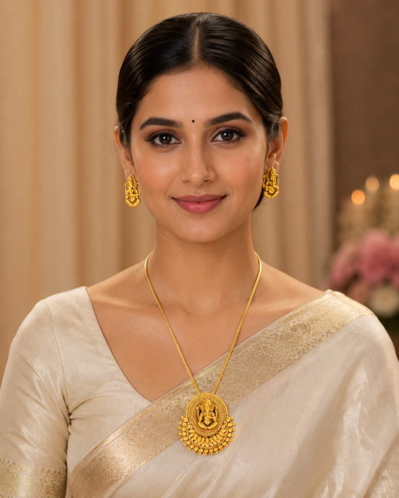 Shree Ganesh Divya Antique Gold Pendant Set